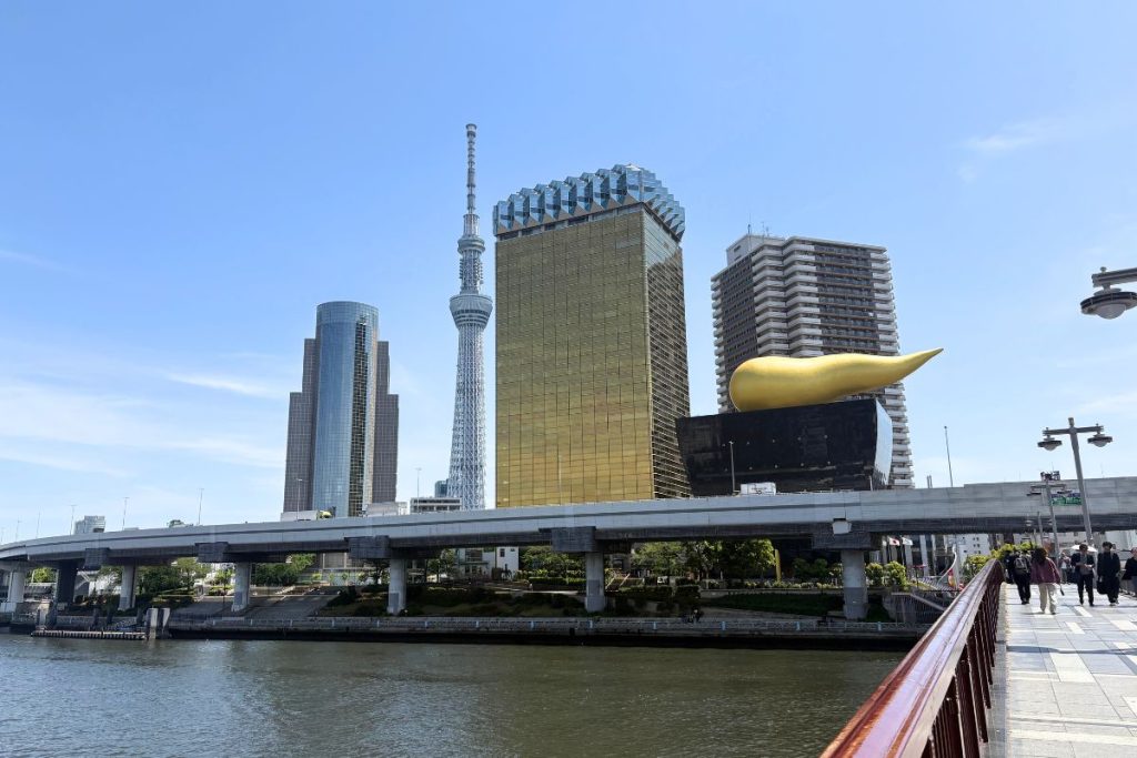 Tokyo Skytree seen from the Sumida River walk in Asakusa