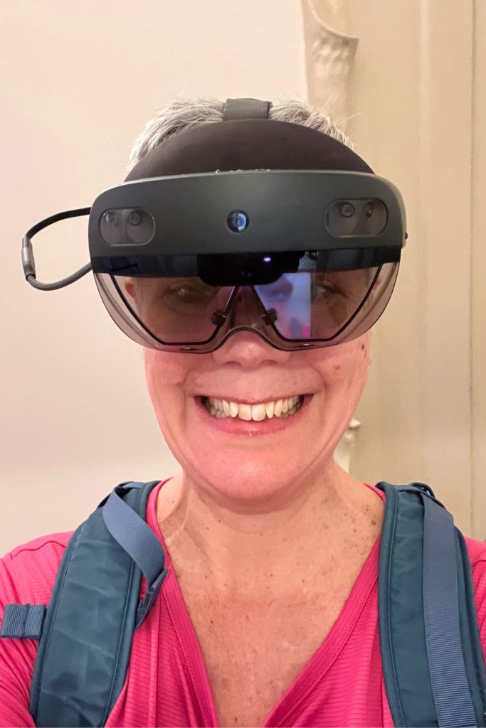 Selfie wearing VR headset for Casa Milà Virtual Experience tour