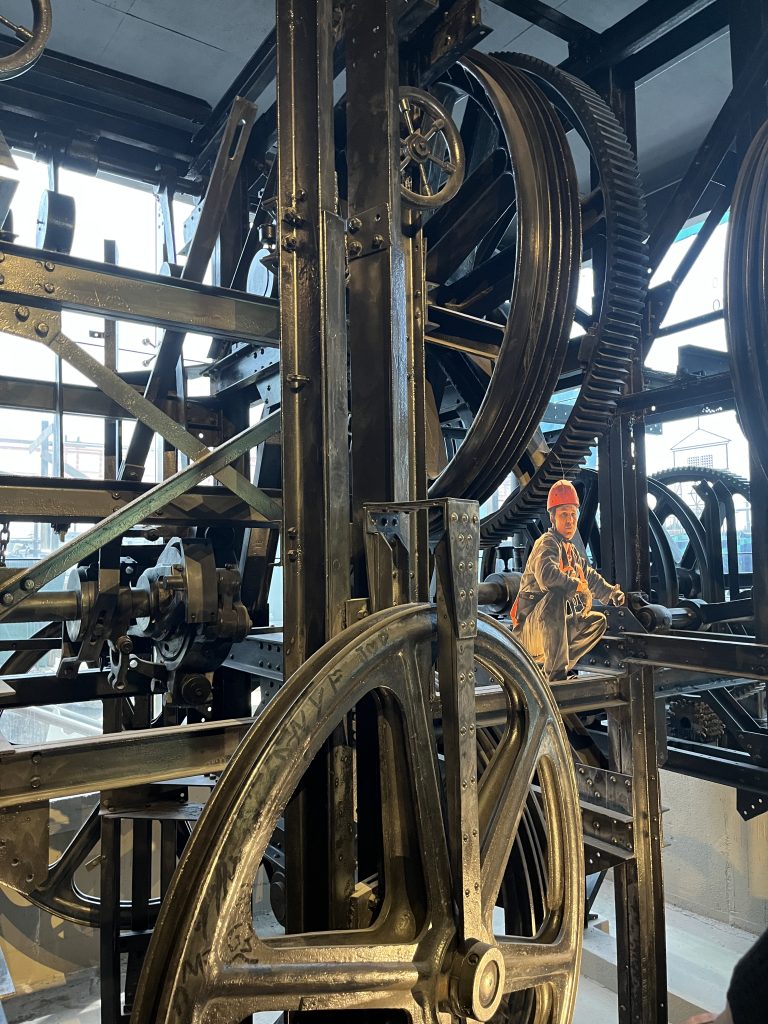 Mechanical gears and cables inside the Sugarloaf cable car engine room in Rio de Janeiro
